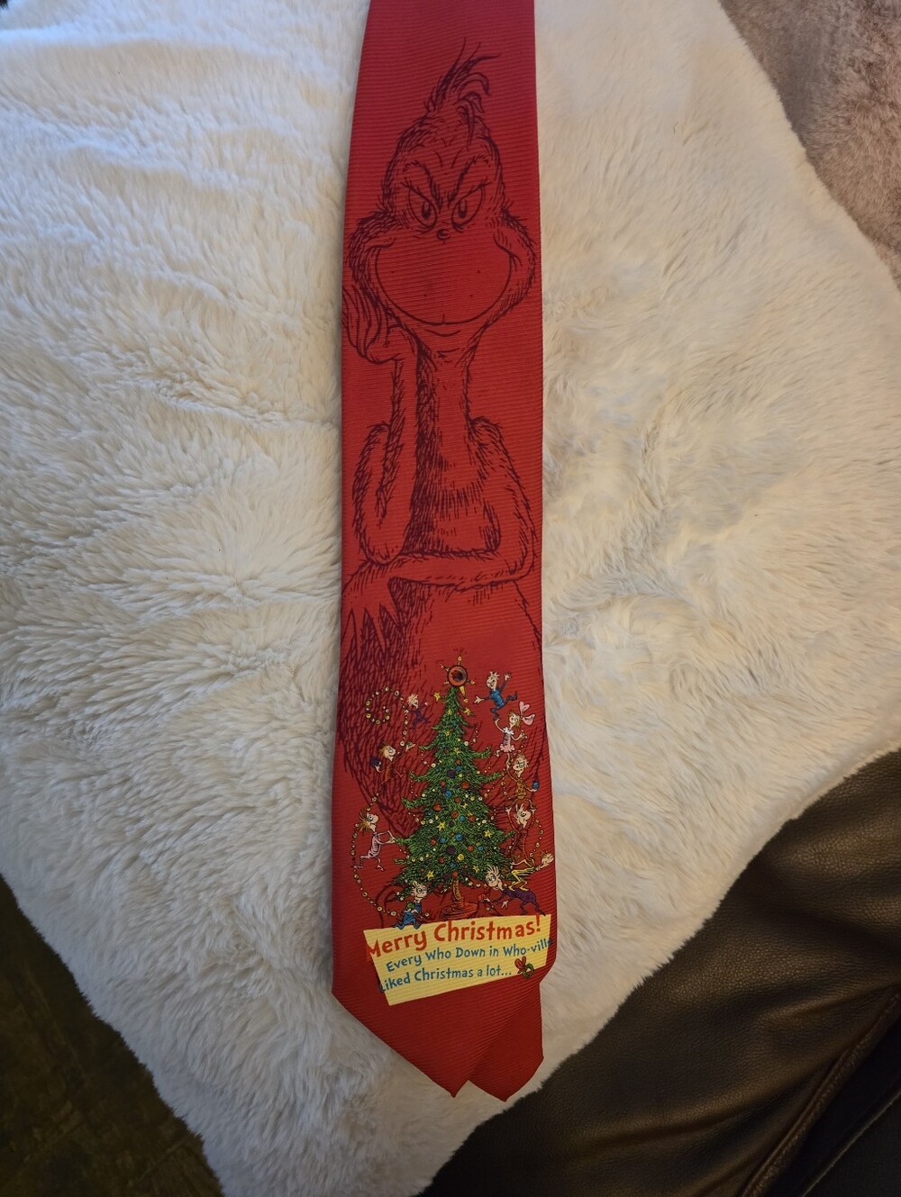 Red Grinch Christmas Novelty Tie